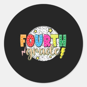 Sticker Rond Drôle 4e année retour à l'école dalmatien points t