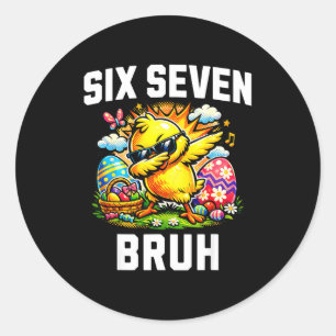 Sticker Rond Drôle 67 bruh Pâques fille qui fait le dab meme si