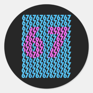 Sticker Rond Drôle 67 Caché 6 7 Mème Collège 6 7 Drôle 6