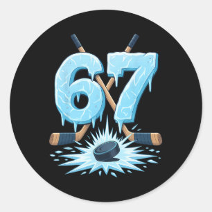 Sticker Rond Drôle 67 Hockey Six Sept Ice Drip Amoureux Mème Ga