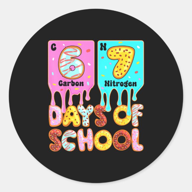 Sticker Rond Drôle 67 Jours D'école Mème Tableau Périodique Dri (Devant)