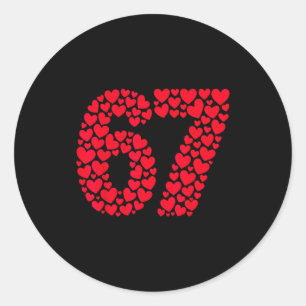 Sticker Rond Drôle 67 Meme 6 7 Langage Gén Alpha pour la Saint-