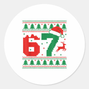 Sticker Rond Drôle 67 Mème 6 7 Sweat Ugly Noël Enfants Hommes 