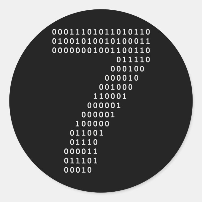 Sticker Rond Drôle 67 Mème Code Binaire Tech Geek Numérique Six (Devant)