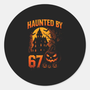Sticker Rond Drôle 67 Mème Halloween Hanté Effrayant Six Sept P