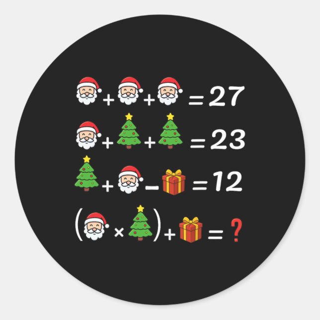 Sticker Rond Drôle 67 Meme Noël Math Professeur Santa Six Sept (Devant)