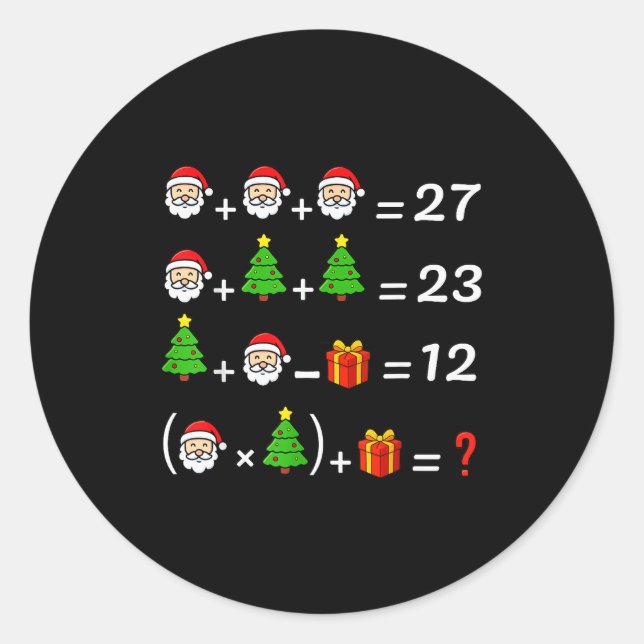 Sticker Rond Drôle 67 Meme Noël Prof de Mathématiques Santa Six (Devant)