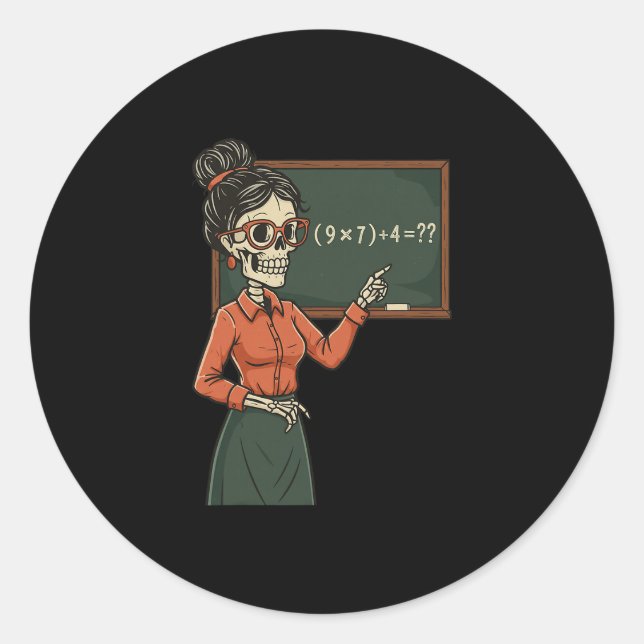 Sticker Rond Drôle 67 Meme Pemdas Prof de Mathématiques Élément (Devant)