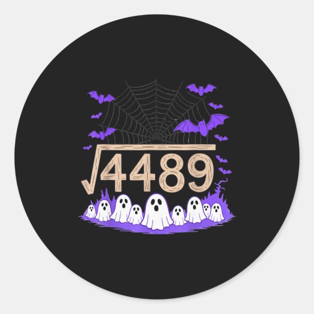Sticker Rond Drôle 67 Mème Prof de maths 6 7 Halloween Carré Ro (Devant)