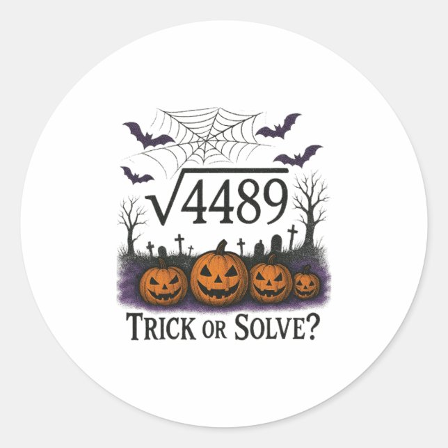Sticker Rond Drôle 67 Mème Prof de maths 6 7 Halloween Carré Ro (Devant)