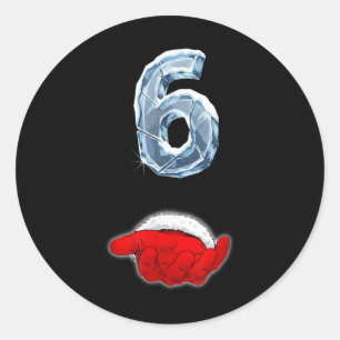 Sticker Rond Drôle 67 Mème Santa Main Six Noël Ironique Coup