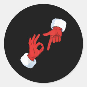 Sticker Rond Drôle 67 Mème Santa Mains Geste Six Sept Argot