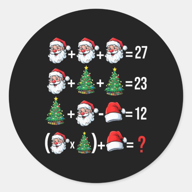 Sticker Rond Drôle 67 Mème Santa Prof de Maths Noël Pyjama  (Devant)