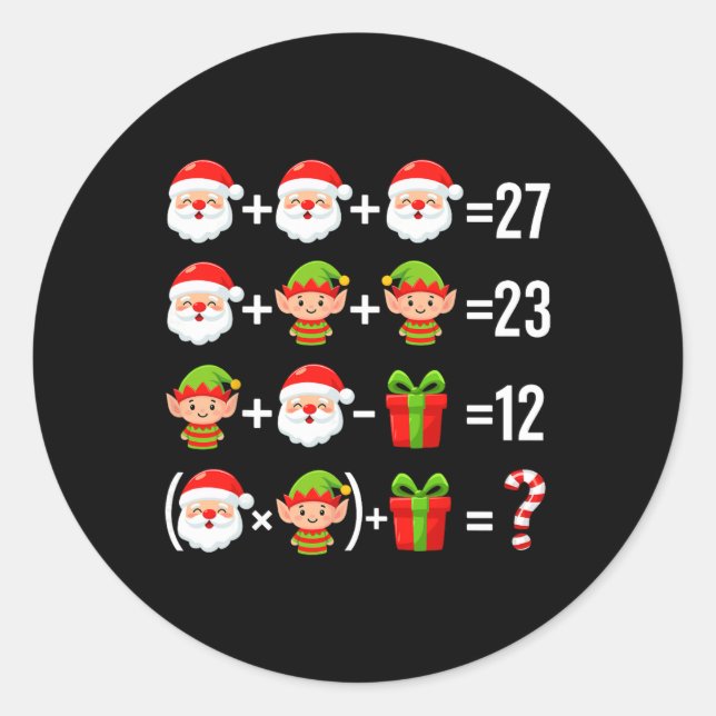 Sticker Rond Drôle 67 Meme Santa Prof de Maths Noël Six Sept (Devant)