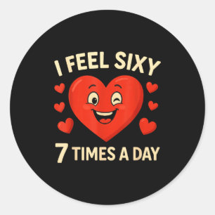 Sticker Rond Drôle 67 Mème Six Sept Cœur Saint-Valentin Hommes