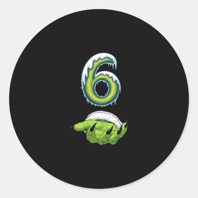 Sticker Rond Drôle 67 Mème Six Sept Monstre Épouvantable Mains  (Devant)