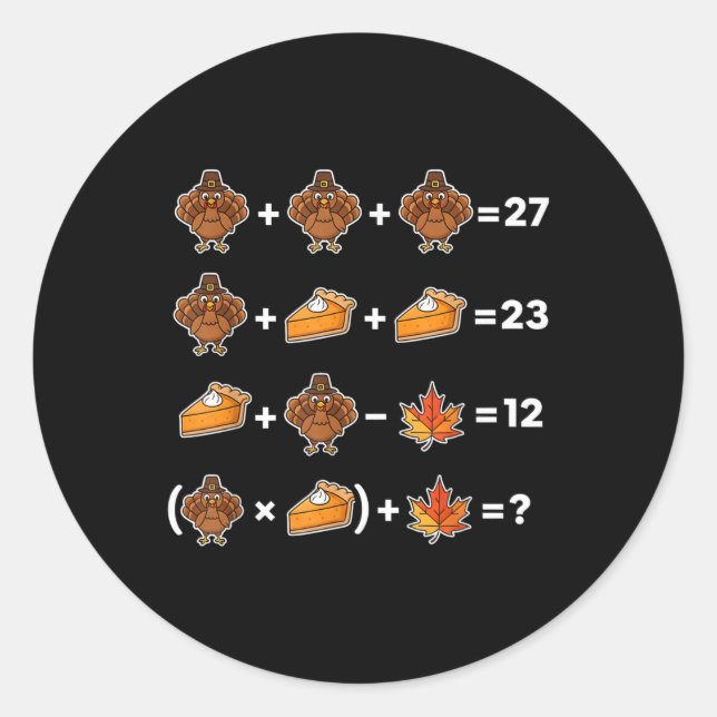 Sticker Rond Drôle 67 Memethanksgiving Prof de Maths Puzzle Din (Devant)