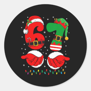 Sticker Rond Drôle 67 Noël 6 7 Mème Six Sept Pour Garçons Thé