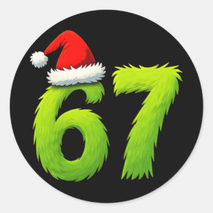 Sticker Rond Drôle 67 Noël Six Sept Mème 6 7 Adolescents Garçon