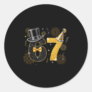 Sticker Rond Drôle 67 Nouvel An Six Sept Mème Bonne Année 20