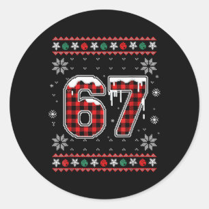 Sticker Rond Drôle 67 Six Sept Équipe Mème de Noël Sweat Ugly
