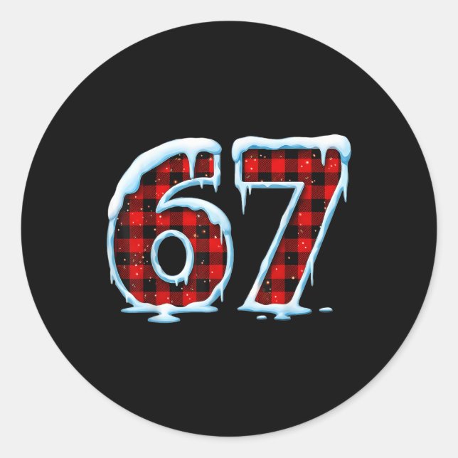 Sticker Rond Drôle 67 Six Sept Memes de Noël Pyjama  (Devant)