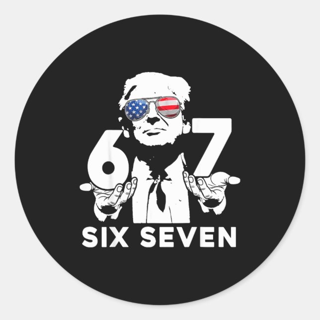 Sticker Rond Drôle 67 Six Sept Trump Meme  (Devant)