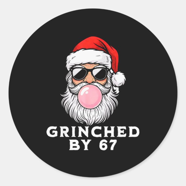 Sticker Rond Drôle 67 Six Sept Xmas Meme Brainrot 67 Édité par  (Devant)