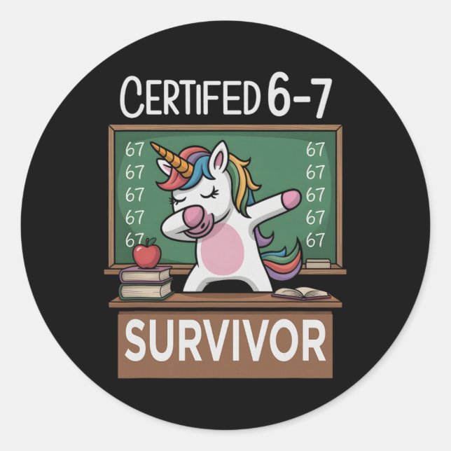 Sticker Rond Drôle 67 Survivant Six Sept Génération Alpha Z Arg (Devant)