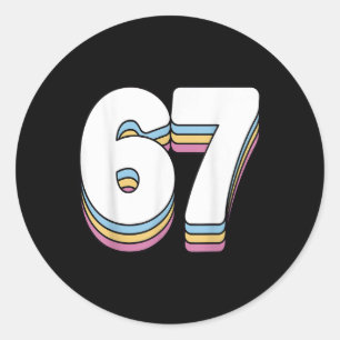 Sticker Rond Drôle 6 7 Mème Six Sept Slang Gen Alpha 67