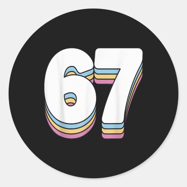 Sticker Rond Drôle 6 7 Mème Six Sept Slang Gen Alpha 67  (Devant)