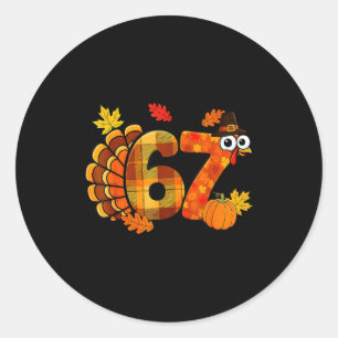Sticker Rond Drôle 6 7 Six Sept Mème Thanksgiving Dinde Vacance