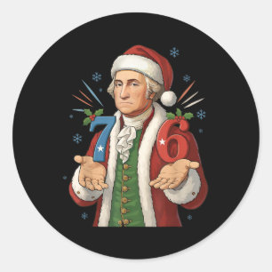 Sticker Rond Drôle 7-6 6-7 George Washington Santa 67 Meme Chri
