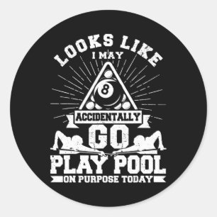 Sticker Rond Drôle 8 Bal Jouer Billard de piscine sur le mode d