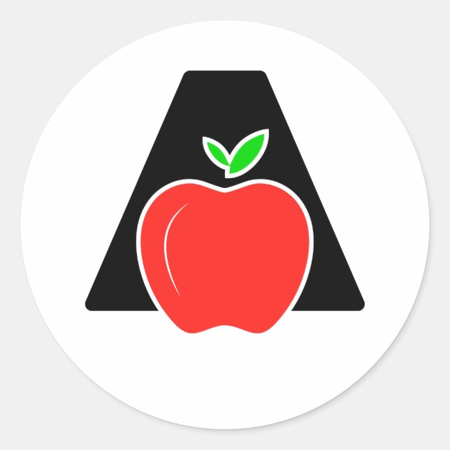 Sticker Rond Drôle A pour Pomme  (Devant)
