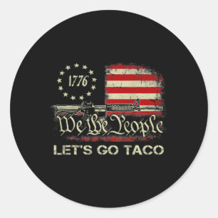 Sticker Rond Drôle Allons-y Taco 16