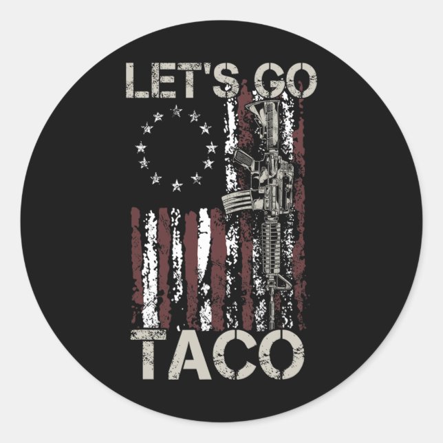 Sticker Rond Drôle Allons-y Taco 21 (Devant)