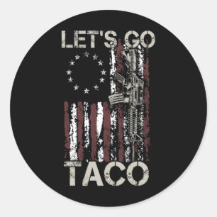 Sticker Rond Drôle Allons-y Taco 21