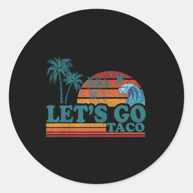 Sticker Rond Drôle Allons-y Taco 51 (Devant)