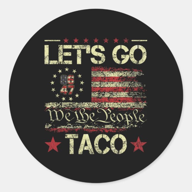 Sticker Rond Drôle Allons-y Taco 7 (Devant)