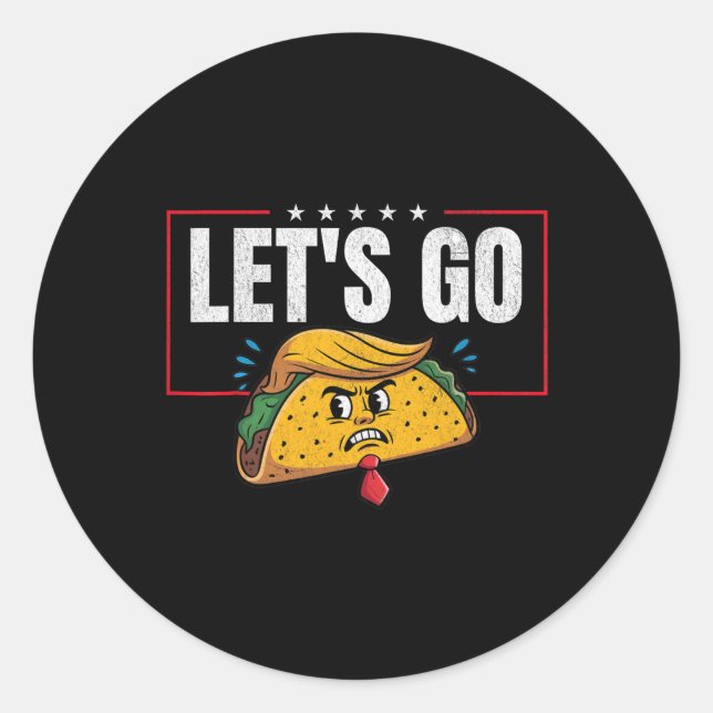 Sticker Rond Drôle Allons-y Taco 9 (Devant)