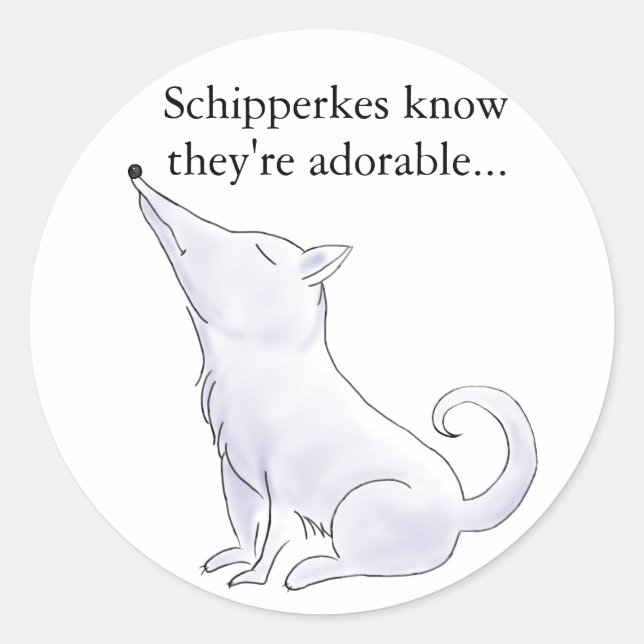 Sticker Rond Drôle Aloof Schipperke Chig Dessin (Devant)