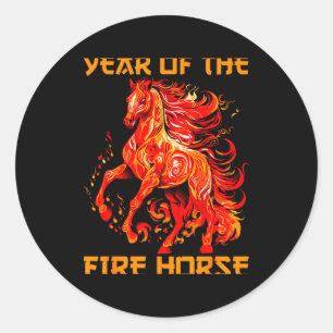 Sticker Rond Drôle année lunaire cheval feu nouvelle année chin