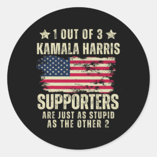 Sticker Rond Drôle Anti Kamala Harris Stupid Plaisanter Drapeau