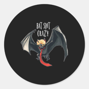Sticker Rond Drôle anti-trump Halloween chauve-souris fou