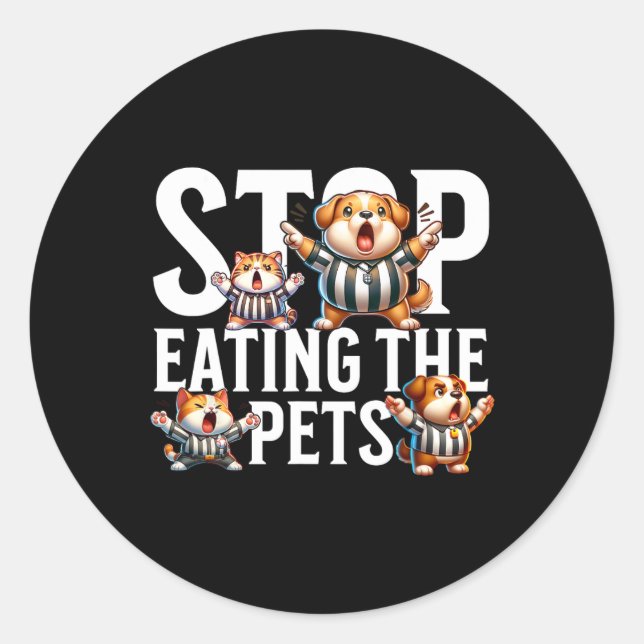 Sticker Rond Drôle Arrêtez De Manger Les Chiens Et Chats Spring (Devant)
