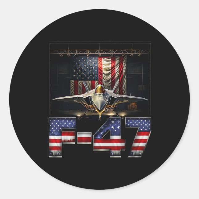 Sticker Rond Drôle avion de chasse F47 Trump (Devant)