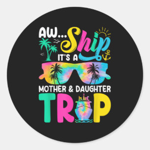 Sticker Rond Drôle Aw Livraison CEst Un Voyage Mère Fille Fête 
