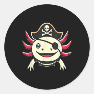 Sticker Rond Drôle Axolotl Pirate mignonne Costume Halloween Te