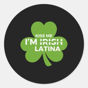 Sticker Rond Drôle baiser de la Saint-Patrick Hispanique Embras